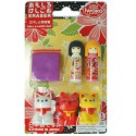 Maneki Neko & Kokeshi Erasers Iwako